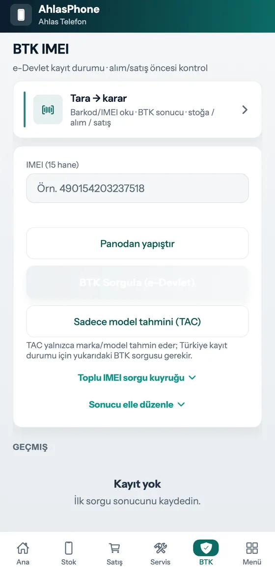 BTK IMEI sorgusu: tara, karar ver